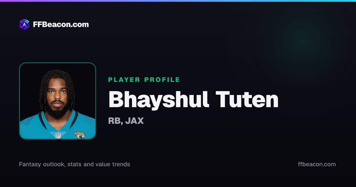 Bhayshul Tuten Fantasy Football Stats, Trade Value, News | FF Beacon